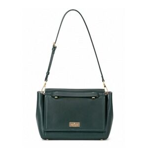 Kate Spade New York Dark Green Leather Crossbody Bag Gold Hardware Flap Purse